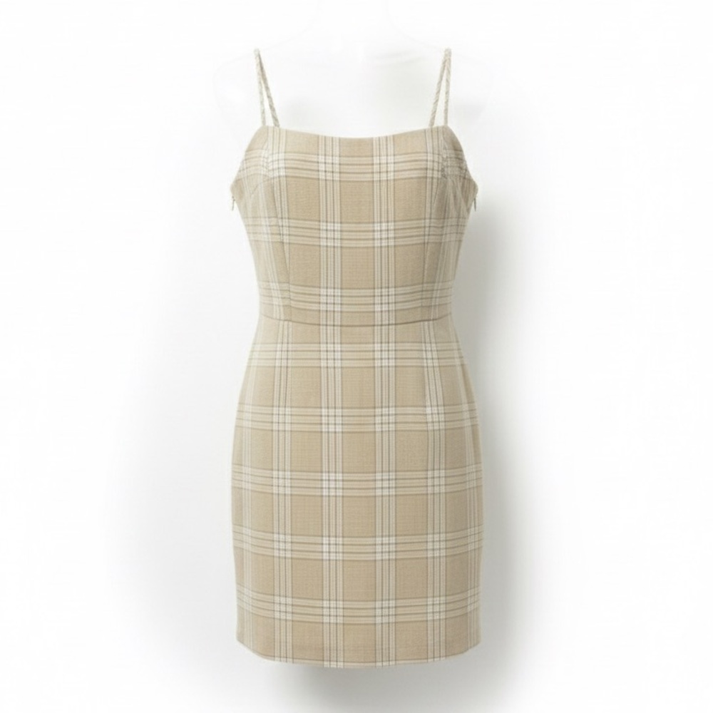 Wilfred Aritzia Isabelle Plaid Mini Dress Tan Cream Neutrals Size 4 US